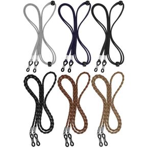 BILIONE 6 Pcs Eyeglasses Strap for Men & Women, Premium Leather Eye glasses Holders Around Neck, Dark Colors Glasses Chain
