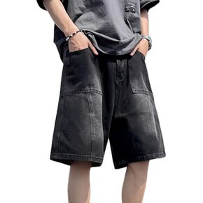 Baggy Jean Shorts Men Jorts Y2k Emo Grunge Denim Shorts Loose Wide Leg Hip Hop Shorts 90s Vintage Designer Shorts