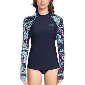 قميص سباحة للسيدات بأكمام طويلة من Rash Guard بعامل حماية من الأشعة فوق البنفسجية 50+، قميص سباحة علوي للحماية من الأشعة فوق البنفسجية