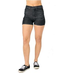 Judy Blue High Waist Tummy Control Washed Black Denim Shorts, 150247