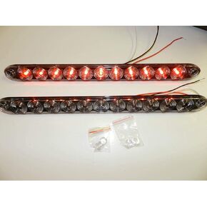 Pair TecNiq 15" Clear Red Multi-Function Stop Turn Tail Marker Trailer Light LED Bar Truck Waterproof Assembled in the USA