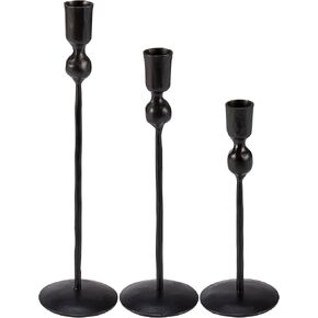 Primitives by Kathy Matte Black Metal Candle Holder Set of 3 - Taper