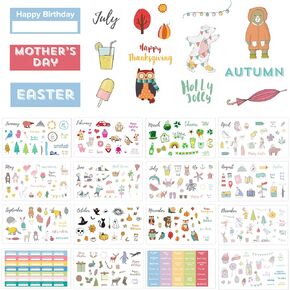 Seasons & Holidays Planner Stickers Value Pack - 16 Sheets, Cute Custom Scrapbook & Planner Stickers, Fun Supplies for Bullet Dotted Journals, Christmas, Easter, Halloween, Birthdays by Sunny Streak