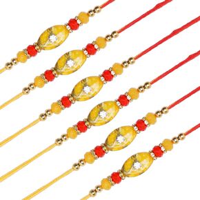 Set of 6 Rakhi for Brother Rakhi Thread for Bhai Bhabhi Bhaiya and Bhatiji veera Raksha Bandhan Rakhi Set Dora Bracelet Kalwa with gift Pack for Brother Sister Indian Traditional Festival Rakhi