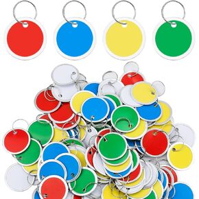 100pcs Metal Rim Key Tags, 1.22inch Round Paper Tags Blank Metal Tags Round Key Labels Key Tags with Ring for Luggage Backpack DIY Car Door Keys (Mixed Color)