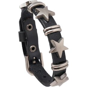 Choistily سوار جلدي للنساء أساور الجرونج تكويم أساور جلدية بوهو الطبقات أساور نجمة التفاف أساور مضفر الكفة الأساور مجموعة in Kuwait