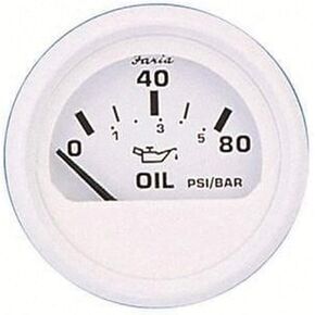 Faria Dress White 2" Oil Pressure Gauge (80 PSI)
