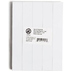 U Brands Dry-Erase Magnetic Tape Strips, White, 6" X .875", 25 Pack