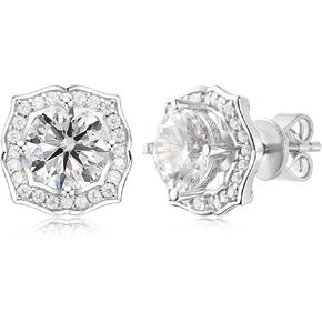 Sterling Silver Stud Earrings for Women Hypoallergenic Cubic Zirconia Flower CZ Earrings Stackable Studs Women Gift