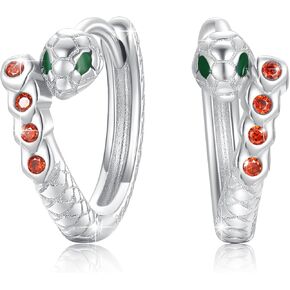 Huggie Earrings for Women 925 Sterling Silver Snake Earrings Boho Stud Solitaire Small Round Huggie Stud Fashion Hoop Earrings for Women