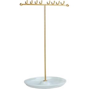 Necklace Stand Necklace Holder, Jewelry Organizer Stand with Hook Jewelry Tower for Necklace Bracelets Rings Earrings with White Steel Bases