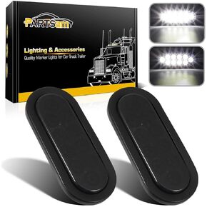 Partsam 2Pcs 6 Inch Oval White Led Trailer Lights 10 Diodes Smoke Lens Grommet and Pigtails Submersible 12V Sealed for RV Trucks, 6 Oval led Reverse Lights, 6 Oval led Back up Lights