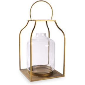 K&K Interiors 14979A-BZ Bronze, 18 Inch Lantern Finish and Glass Hurricane