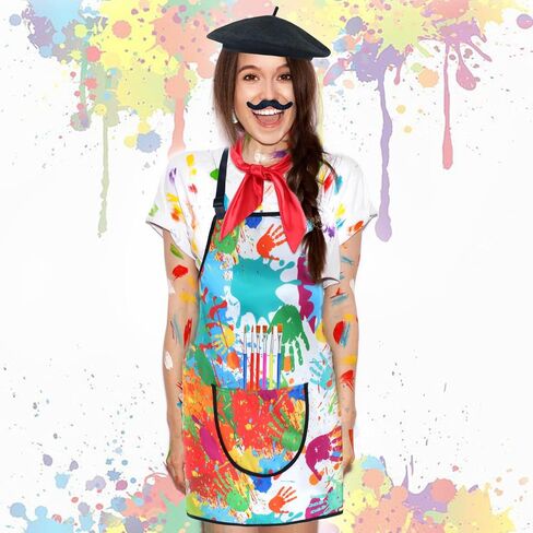 Kyson Artist Costume for Adult 8 Pcs Painter Halloween Dress Up with Beret Apron Palette Paint Brushes Earrings Bandana Beard in Saudi Arabia