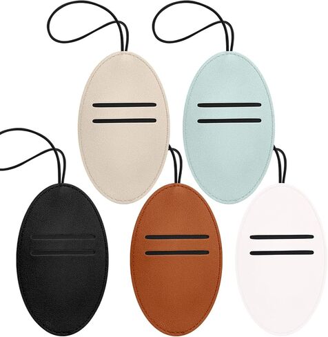 Luggage Tags 5 Pack PU Leather Luggage Tags for Suitcases Colorful Suitcase Tags for Travel Bag Baggage Name ID Tags (White Black Gray Blue Brown) in Saudi Arabia