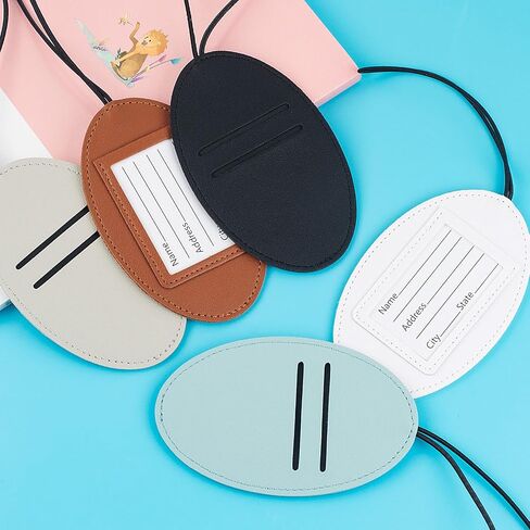 Luggage Tags 5 Pack PU Leather Luggage Tags for Suitcases Colorful Suitcase Tags for Travel Bag Baggage Name ID Tags (White Black Gray Blue Brown) in Saudi Arabia