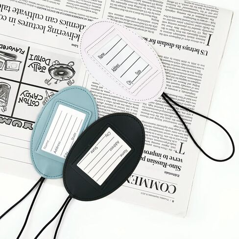Luggage Tags 5 Pack PU Leather Luggage Tags for Suitcases Colorful Suitcase Tags for Travel Bag Baggage Name ID Tags (White Black Gray Blue Brown) in Saudi Arabia