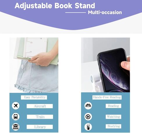 حامل كتب مكتبي بلاستيكي للقراءة بدون استخدام اليدين، حامل مستندات كتب الطبخ قابل للتعديل، حامل كتب محمول لكتب الموسيقى والكتب المدرسية والهاتف in Kuwait