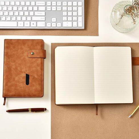 Tersus Notebook/Journal - دفاتر ملاحظات مسطرة بورق سميك ممتاز، 5.6 بوصة × 8.4 بوصة، 100 ورقة/200 صفحة، دفاتر ملاحظات ذات غلاف جلدي، حامل أقلام، جيب in Kuwait