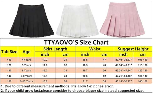 TTYAOVO Girl Skort Mini Flare Plain Pleated Skater Skirt Shool Uniform in Kuwait