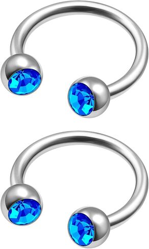 2 قطعة الصلب 18 جرام 5/16 8 مللي متر حدوة الحصان القرط ثقب المجوهرات الزنمة الحاجب Daith اللولب روك 3 مللي متر الياقوت كريستال الكرة M9061 in Kuwait