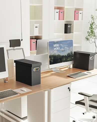 Oterri 2 Pcs File Organizer, Cardboard Storage File Boxes with Lids,Portable File Box with Handle,Hanging File Folder Organizer for Letter Size,File Organizer Box for Office/School, Black (No Folders) in Saudi Arabia