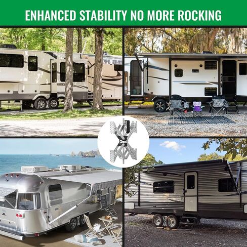 X-Shaped RV Stabilizer Wheel Chock (Allows Drilling for Adjustment) Travel Trailer Stabilizers, Anti-Motion Tire RV Accessories for Tandem Axle RV Trailer Camping - 1 Pack (Silver) in Kuwait