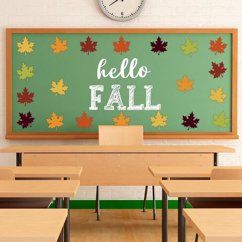 60PCS Fall Leaves Cutouts for Bulletin Board Decoration, 6 Colors Fall Autumn Maple Leaves Paper Cutouts for Thanksgiving Fall Autumn Classroom Bulletin Board Decorations Party Supplies in Kuwait