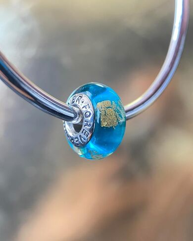 2 Murano Glass Charms for Pandora Bracelets Gold Foil Inlay 925 Sterling Silver Murano Glass Bead Charms Women's Bead Charms in Saudi Arabia