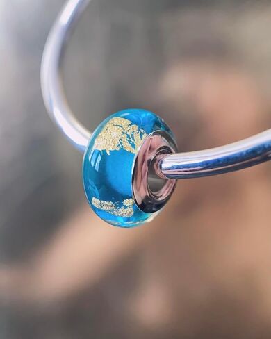 2 Murano Glass Charms for Pandora Bracelets Gold Foil Inlay 925 Sterling Silver Murano Glass Bead Charms Women's Bead Charms in Saudi Arabia