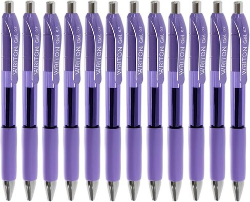 Writon Retractable & Refillable Gel Pens, Comfort Grip, 0.7mm Fine Point, Purple Ink, 12 Pack in Saudi Arabia