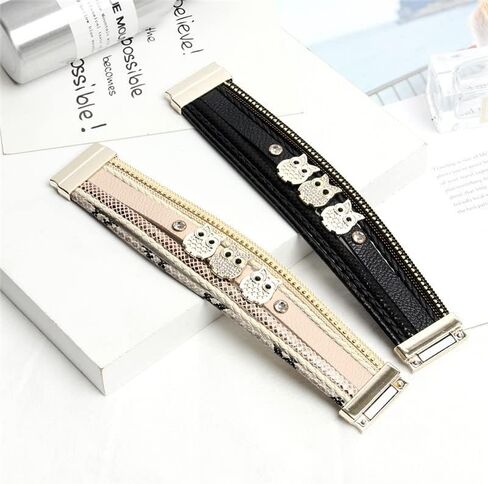 البومة الجلود التفاف سوار المرأة الأبيض متعدد الطبقات ملفوفة معصمه الإسورة الأساور مشبك handmadeJewelry هدية in Kuwait