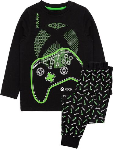 Xbox Pajamas Boys Kids أسود أخضر طويل الأكمام تي شيرت وطماق Gamer Pjs in Saudi Arabia