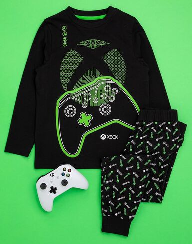Xbox Pajamas Boys Kids أسود أخضر طويل الأكمام تي شيرت وطماق Gamer Pjs in Saudi Arabia