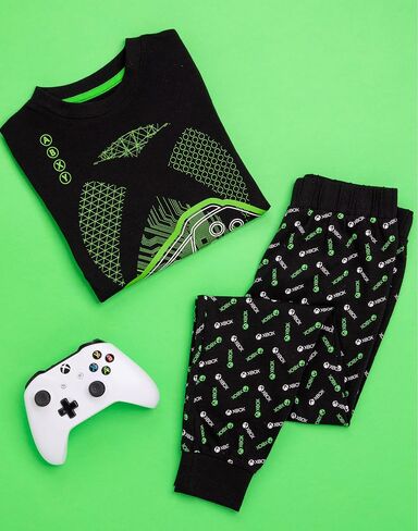 Xbox Pajamas Boys Kids أسود أخضر طويل الأكمام تي شيرت وطماق Gamer Pjs in Saudi Arabia