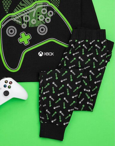Xbox Pajamas Boys Kids أسود أخضر طويل الأكمام تي شيرت وطماق Gamer Pjs in Saudi Arabia