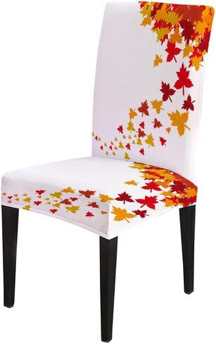 EMMTEEY Fall Maple Dining Chairs Covers Autumn Leaves Dining Room Chair Slipcovers Set of 6 Thanksgiving Spandex Stretch Chair Slipcover Removable Washable Chair Protector for Kitchen Hotels in Saudi Arabia