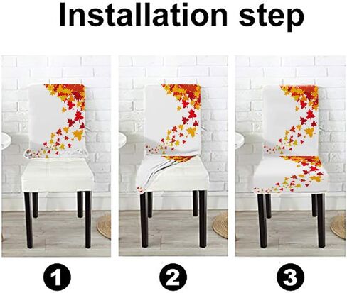 EMMTEEY Fall Maple Dining Chairs Covers Autumn Leaves Dining Room Chair Slipcovers Set of 6 Thanksgiving Spandex Stretch Chair Slipcover Removable Washable Chair Protector for Kitchen Hotels in Saudi Arabia