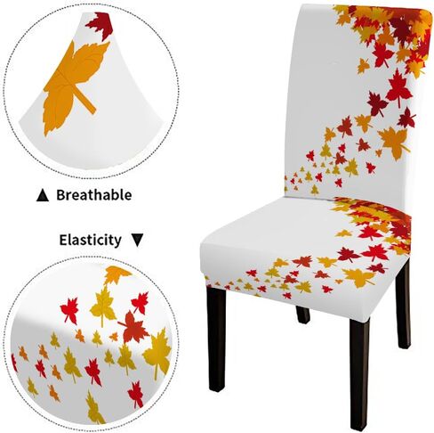 EMMTEEY Fall Maple Dining Chairs Covers Autumn Leaves Dining Room Chair Slipcovers Set of 6 Thanksgiving Spandex Stretch Chair Slipcover Removable Washable Chair Protector for Kitchen Hotels in Saudi Arabia