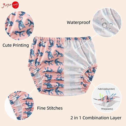 Joyo roy 6Pcs Waterproof Cloth Diaper Cover Reusable Plastic Training Pants for Toddlers Diaper Covers for Boys Leak Proof Rubber Underwear for Potty Training Plastic Underwear for Toddlers 5T in Saudi Arabia
