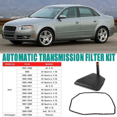 Automatic Transmission Filters Kit Compatible with 2004-2011 Audi A4 A6 A8 RS4 S4 2004-2006 VW Phaeton 1.8L 2.0L 3.0L 3.2L 3.6L 4.2L 5.0L 6.0L Replaces 09L325429 in Saudi Arabia