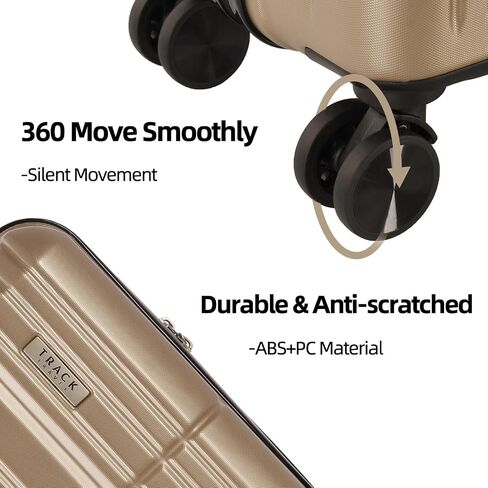 4 Piece Luggage Set ABS+PC Expandable Hardshell TSA Lock Aluminum Trolley Spinner Wheels (Champagne, 6 Piece Set) in Saudi Arabia