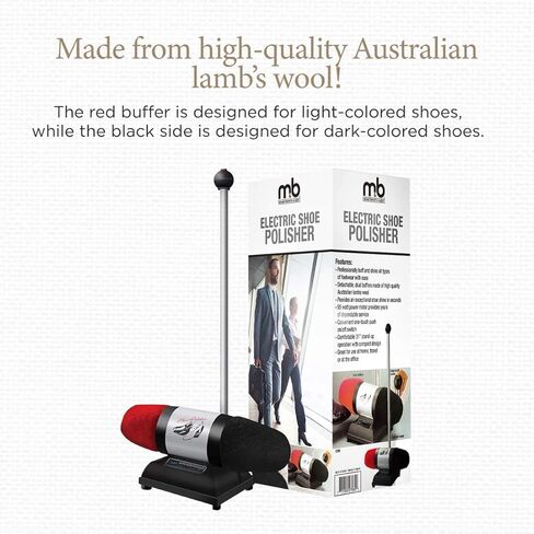 جهاز تلميع الأحذية الكهربائي من Moneysworth & Best، جهاز تلميع الأحذية ثنائي العازلة لجميع الأحذية الجلدية، تحكم سهل في الإيقاف بالضغط على الزر، فضي/أسود/أحمر in Kuwait