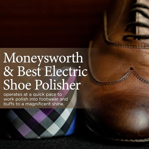 جهاز تلميع الأحذية الكهربائي من Moneysworth & Best، جهاز تلميع الأحذية ثنائي العازلة لجميع الأحذية الجلدية، تحكم سهل في الإيقاف بالضغط على الزر، فضي/أسود/أحمر in Kuwait