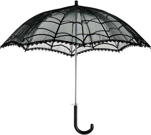 Black Sheer Parasol Umbrella - 1 Pc. - Elegant & Lightweight, Perfect For Photo Shoots, Parties, Cosplay & Special Events in Saudi Arabia