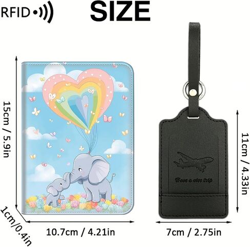 محفظة جواز السفر، حامل جواز السفر مع قفل RFID وبطاقة الأمتعة، حافظة تنظيم وثائق السفر من جلد البولي يوريثان المقاوم للماء، أغطية جواز السفر مع فتحة للبطاقات للنساء والرجال، فيل كرتوني لطيف in Saudi Arabia