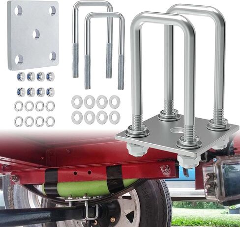 مجموعة مسامير على شكل حرف U مربعة، مسامير على شكل حرف U لمقطورة القارب مع غسالات وصواميل، لمحور 2x2 - 5 1/4 بوصة طول، مسامير على شكل حرف U لنوابض أوراق محور مقطورة القارب، مقطورة قارب شراعي، قطع غيار مقطورة السيارات (عبوة من قطعتين) in Kuwait