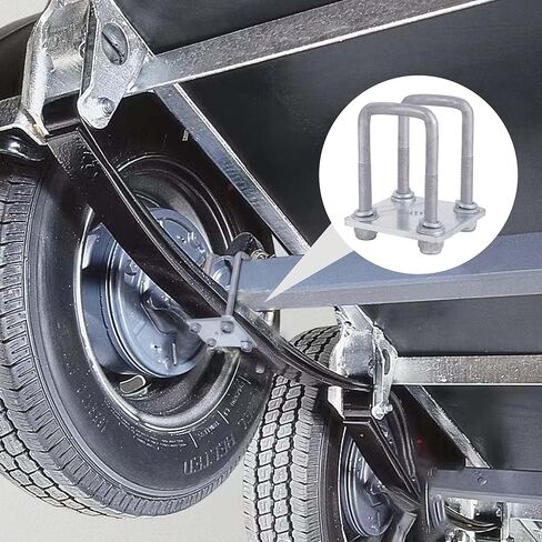 مجموعة مسامير على شكل حرف U مربعة، مسامير على شكل حرف U لمقطورة القارب مع غسالات وصواميل، لمحور 2x2 - 5 1/4 بوصة طول، مسامير على شكل حرف U لنوابض أوراق محور مقطورة القارب، مقطورة قارب شراعي، قطع غيار مقطورة السيارات (عبوة من قطعتين) in Kuwait