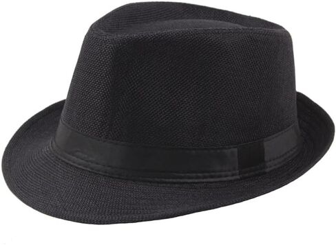 Linen Sun Fedoras Hats Trilby Panama Jazz Beach Hat Summer UPF50+ Vintage 1920s Short Brim Anti-UV Unisex Cap with Band in Saudi Arabia