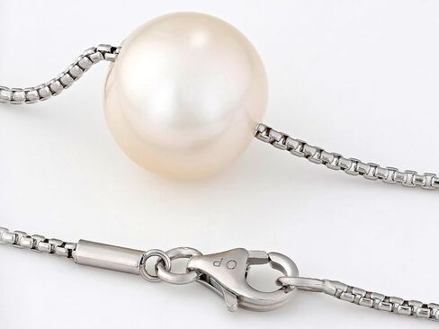 Freshwater Pearl Pendant Necklace - Floating Pearl Necklace for Women - Rhodium Plated Sterling Silver Necklace - Real Pearl Necklace - Timeless Pearl Jewelry for Women - 10.5MM Pearl in Saudi Arabia